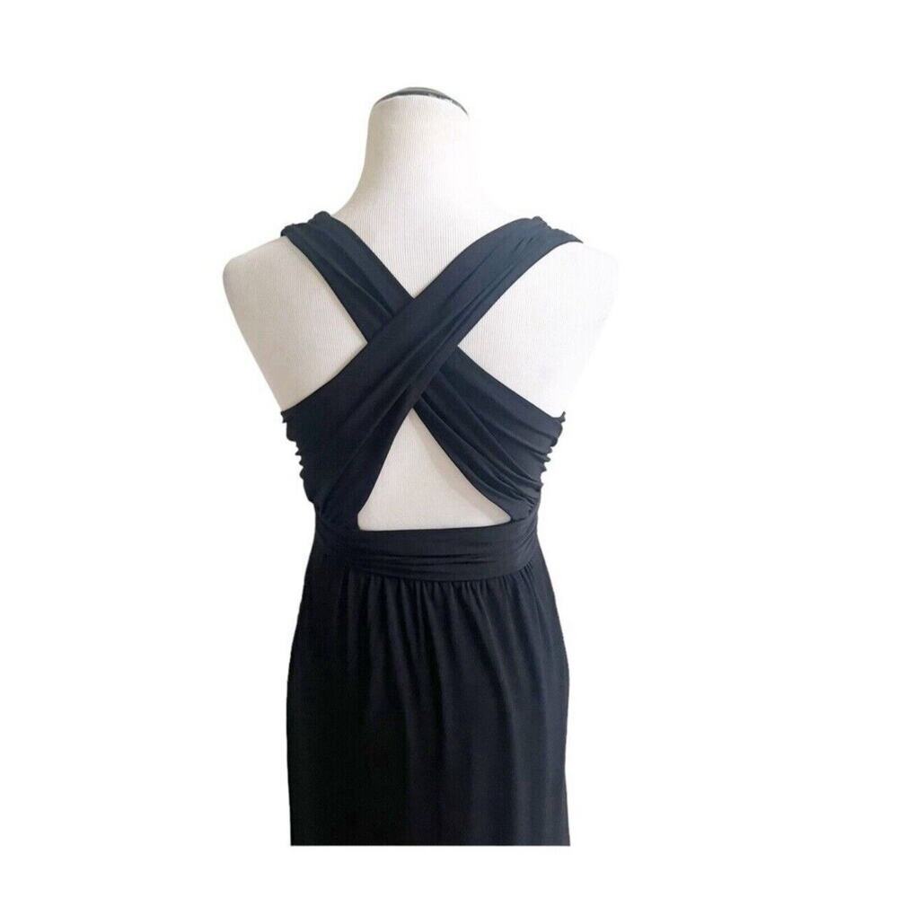 White House Black Market Black Cocktail Party Maxi Dress Size 4 Cross Back - Picture 4 of 12
